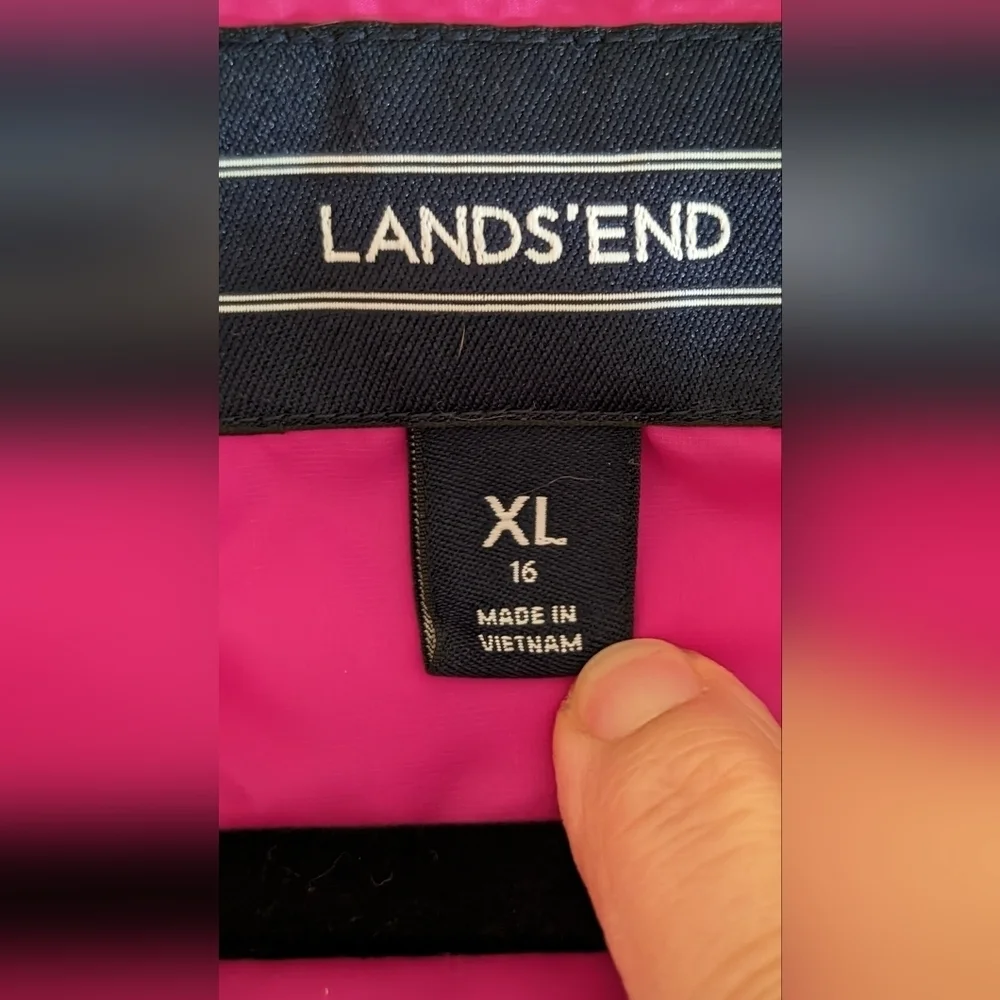 Lands End Pink & Gray Colorblock lightweight jacket or base layer Size XL (16)
